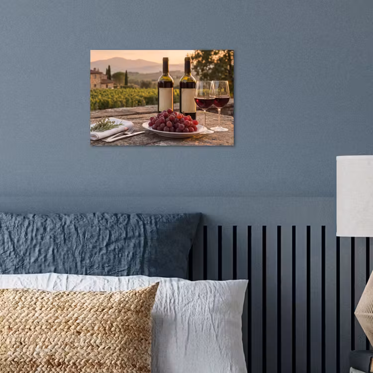 Wijn - Glazen - Druiven - Wijngaard poster papier klein -sfeer2