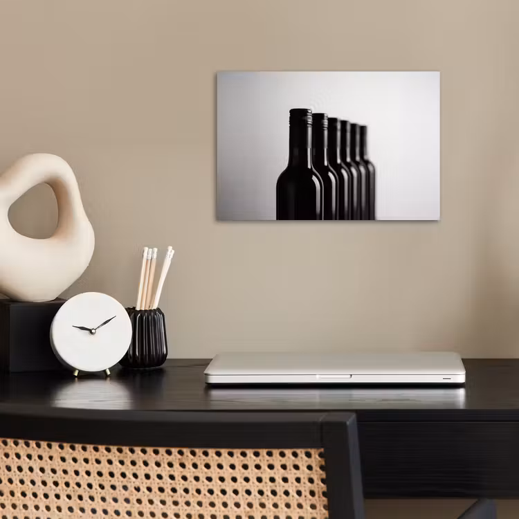 Wijnflessen - Zwart - Minimalistisch poster papier klein -sfeer1