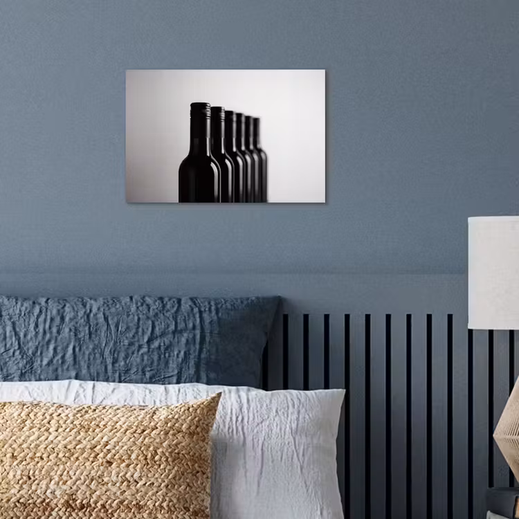 Wijnflessen - Zwart - Minimalistisch poster papier klein -sfeer2