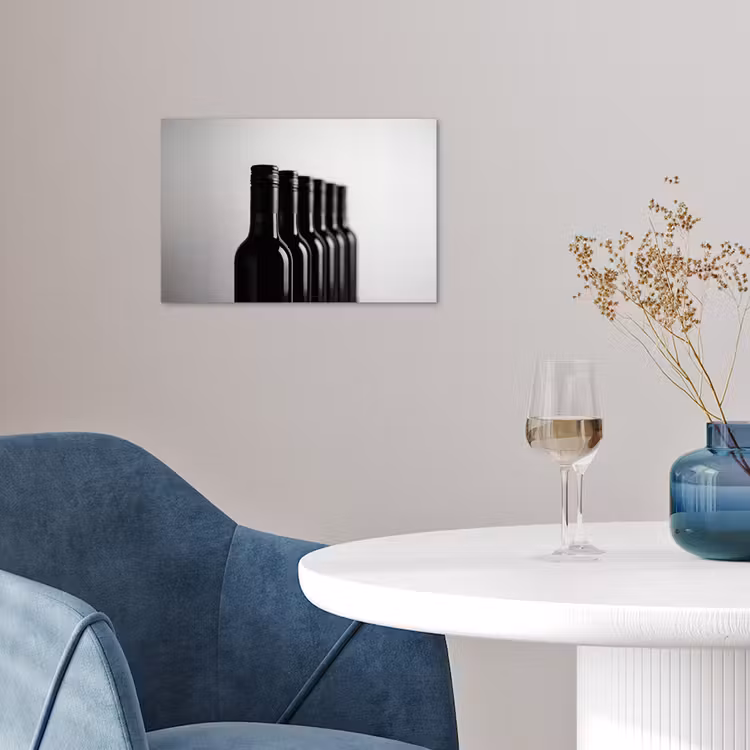 Wijnflessen - Zwart - Minimalistisch poster papier klein -sfeer3