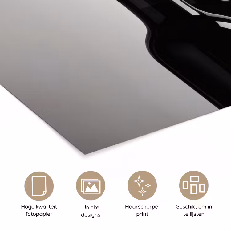 Wijnflessen - Zwart - Minimalistisch poster papier klein -closeup_NL