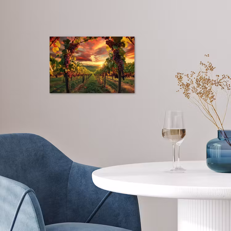Wijngaard - Druiven - Zonsondergang poster papier klein -sfeer3
