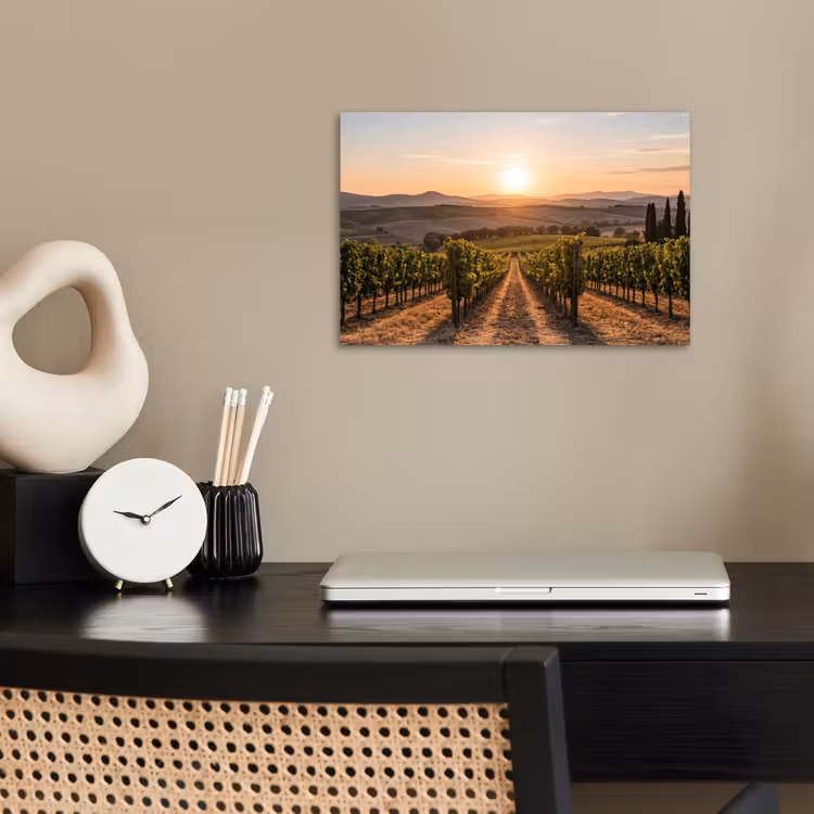 Wijngaard - Zonsondergang - Landschap poster papier klein -sfeer1