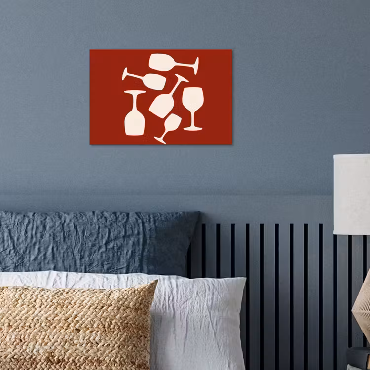 Wijnglazen - Silhouetten - Wit poster papier klein -sfeer2