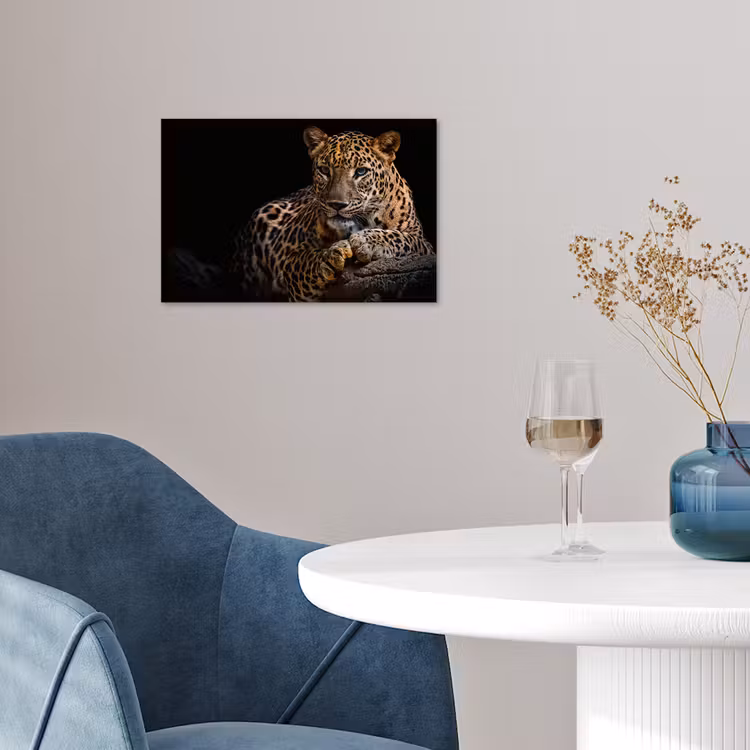 Wilde dieren - Panter - Portret - Zwart - Dieren poster papier klein -sfeer3