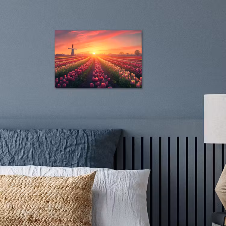 Windmolen - Zonsondergang - Landschap poster papier klein -sfeer2