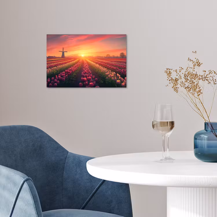 Windmolen - Zonsondergang - Landschap poster papier klein -sfeer3