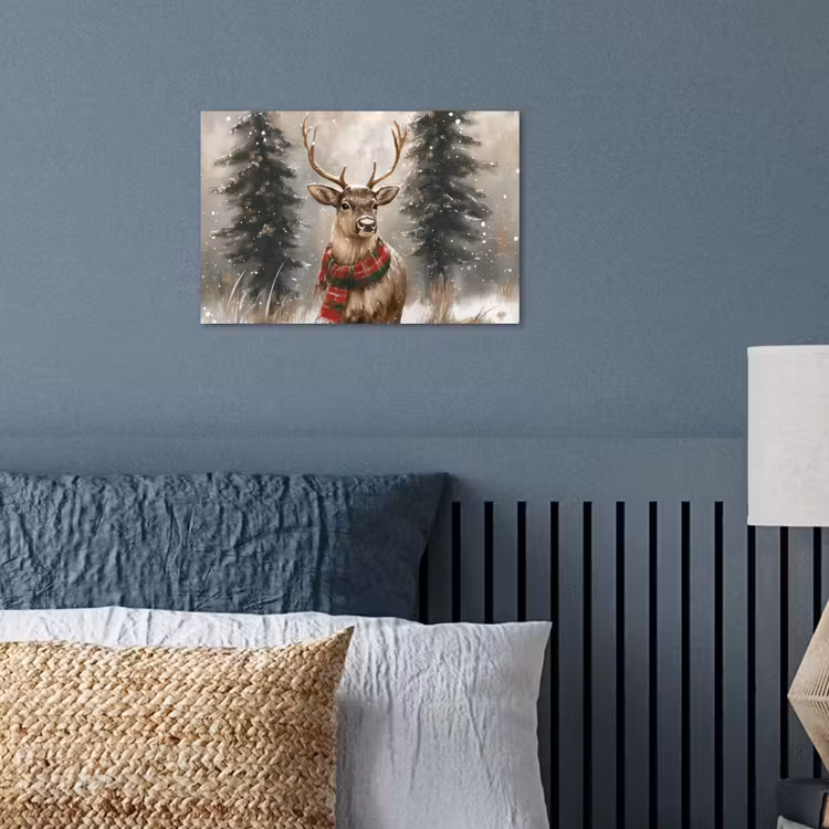 Winter - Bos - Rendier - Donker poster papier klein -sfeer2