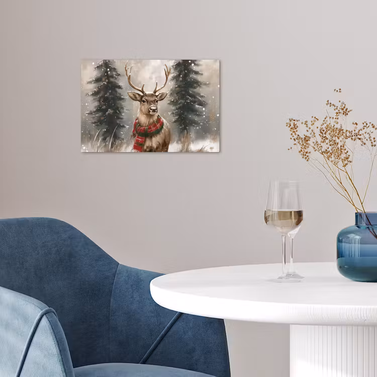 Winter - Bos - Rendier - Donker poster papier klein -sfeer3