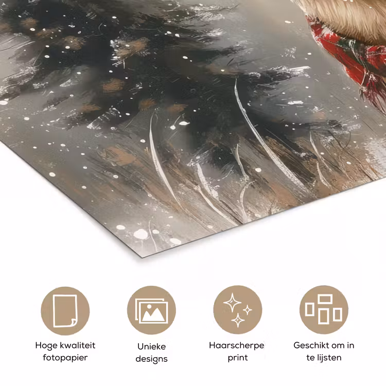 Winter - Bos - Rendier - Donker poster papier klein -closeup_NL