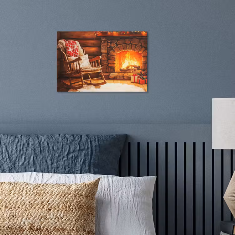 Winter - Kerst - Huis - Openhaard poster papier klein -sfeer2