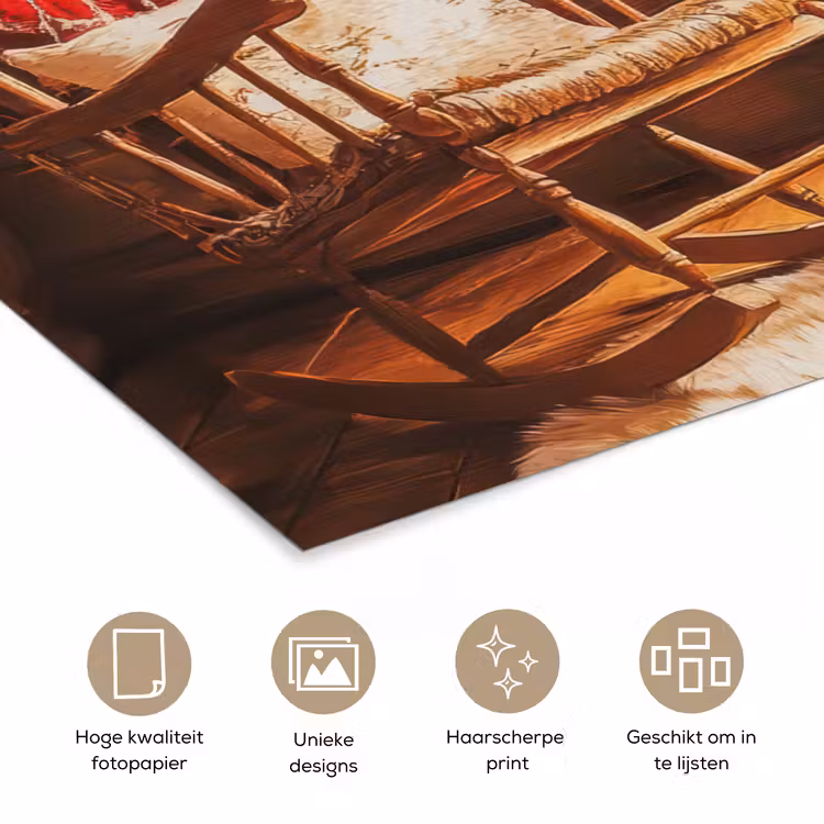 Winter - Kerst - Huis - Openhaard poster papier klein -closeup_NL
