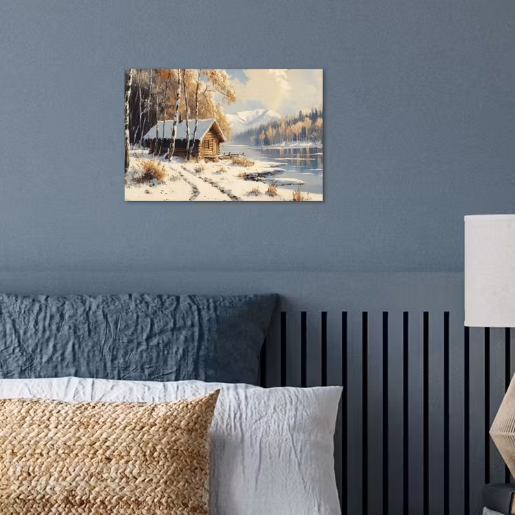 Winter - Sneeuw - Huis - Natuur poster papier klein -sfeer2