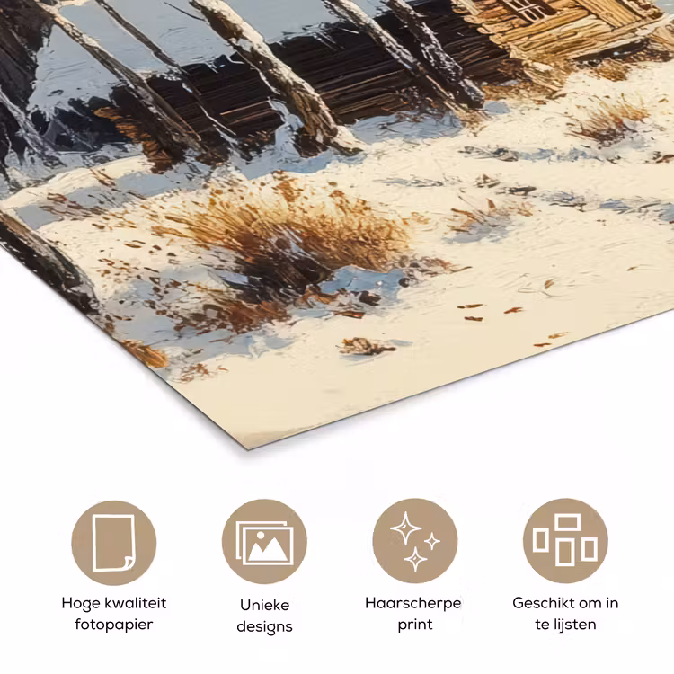 Winter - Sneeuw - Huis - Natuur poster papier klein -closeup_NL