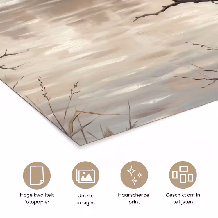 Winterkoninkje - Tak - Rivier - Natuur - Sfeervol poster papier klein -closeup_NL