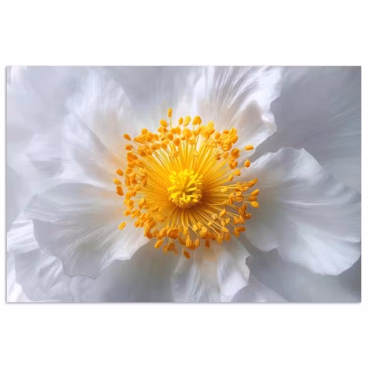 Wit - Bloem - Elegant poster papier klein -3d