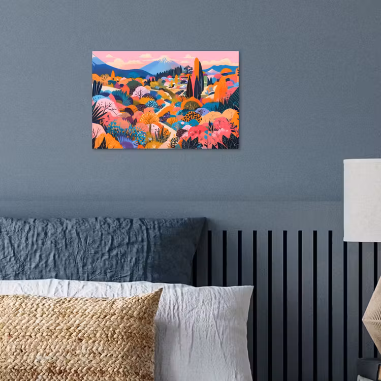 Witte bergtop - Modern - Kleurrijk poster papier klein -sfeer2