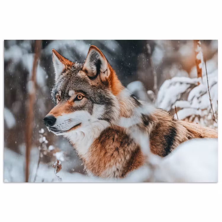 Wolf - Sneeuw - Winter - Dieren - Natuur - Sneeuw poster papier klein -3d