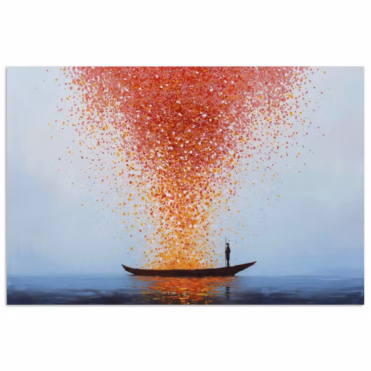 Wolk - Confetti - Boot - Wateroppervlakte poster papier klein -3d