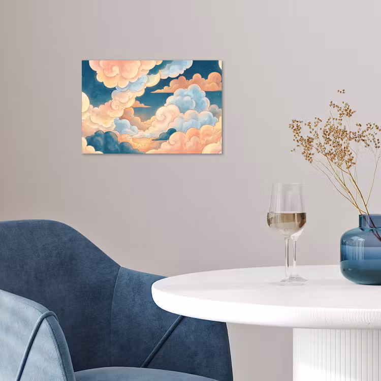 Wolk - Lucht - Natuur - Illustratief - Oranje poster papier klein -sfeer3