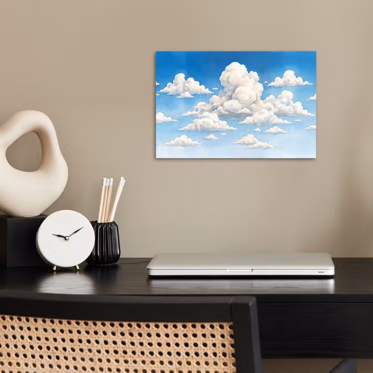 Wolken - Blauwe lucht - Natuur - Modern - Wit poster papier klein -sfeer1