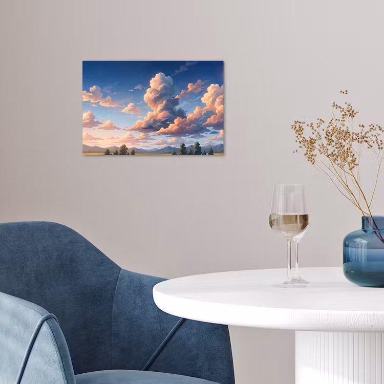 Wolken - Daghemel - Natuur - Illustratie - Oranje poster papier klein -sfeer3