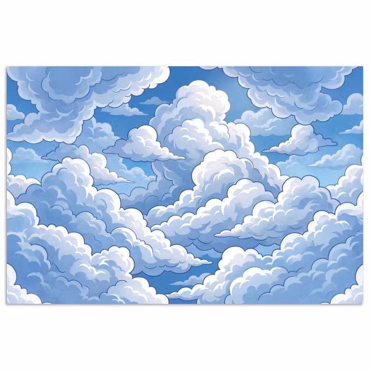 Wolken - Hemel - Abstract - Wit poster papier klein -3d