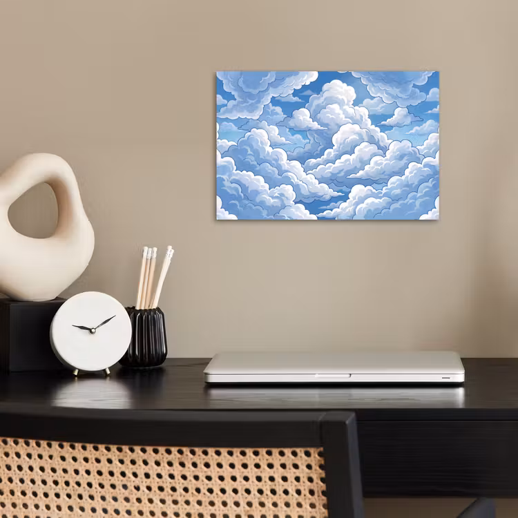 Wolken - Hemel - Abstract - Wit poster papier klein -sfeer1