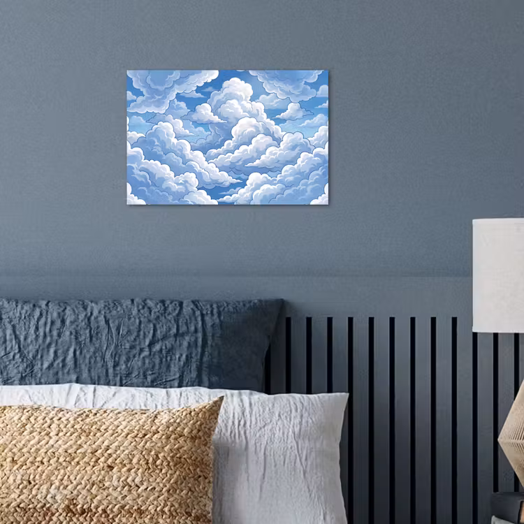 Wolken - Hemel - Abstract - Wit poster papier klein -sfeer2