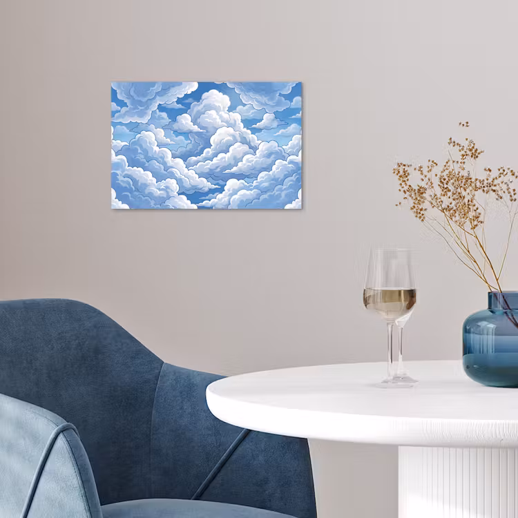 Wolken - Hemel - Abstract - Wit poster papier klein -sfeer3