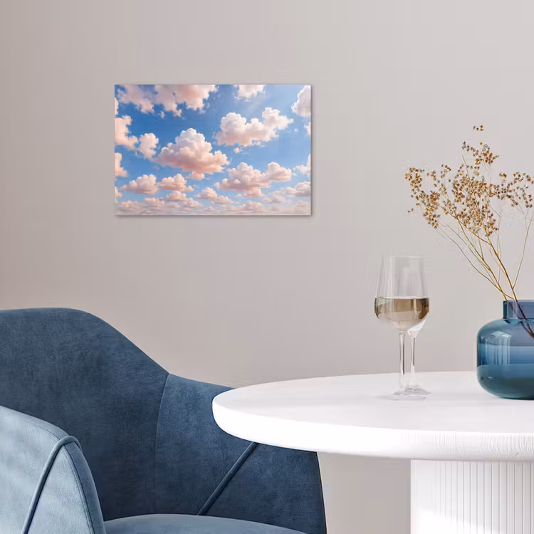 Wolken - Hemel - Natuur - Licht - Blauw poster papier klein -sfeer3