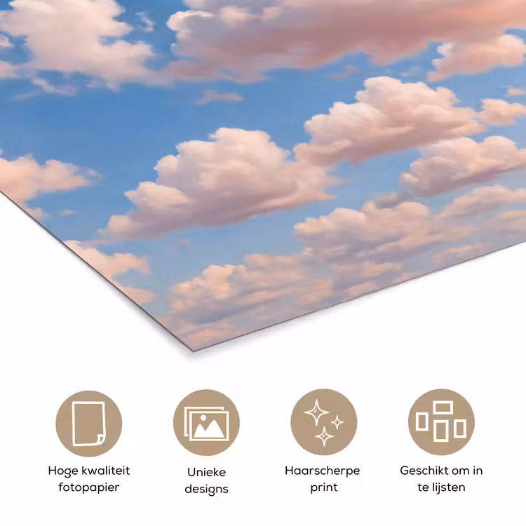 Wolken - Hemel - Natuur - Licht - Blauw poster papier klein -closeup_NL