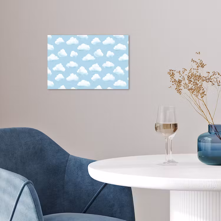 Wolken - Illustratie - Blauw poster papier klein 62 -sfeer3