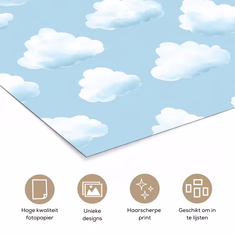 Wolken - Illustratie - Blauw poster papier klein 62 -closeup_NL