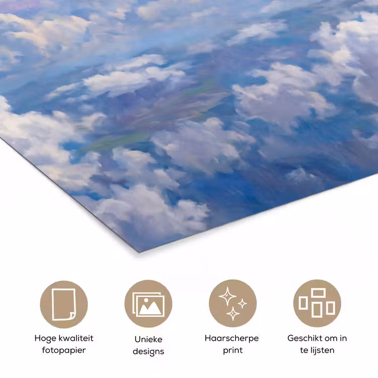 Wolken - Lucht - Natuur - Abstract - Blauw poster papier klein -closeup_NL