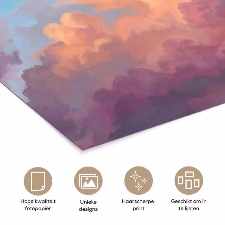 Wolken - Lucht - Natuur - Abstract - Kleurrijk poster papier klein -closeup_NL