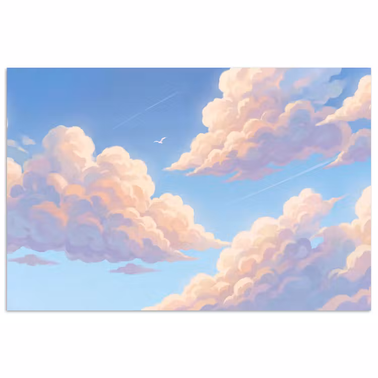 Wolken - Lucht - Natuur - Blauw poster papier klein -3d