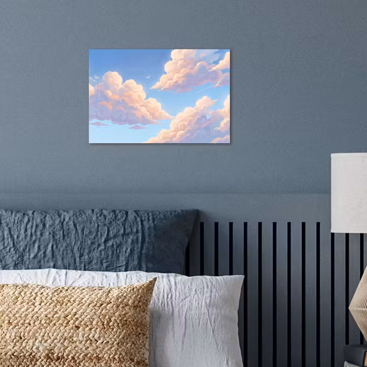 Wolken - Lucht - Natuur - Blauw poster papier klein -sfeer2