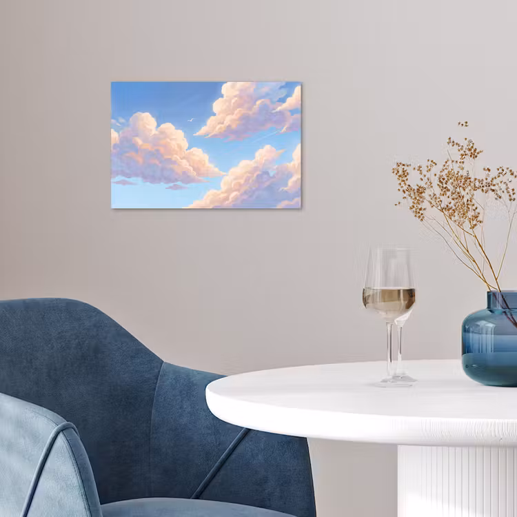 Wolken - Lucht - Natuur - Blauw poster papier klein -sfeer3