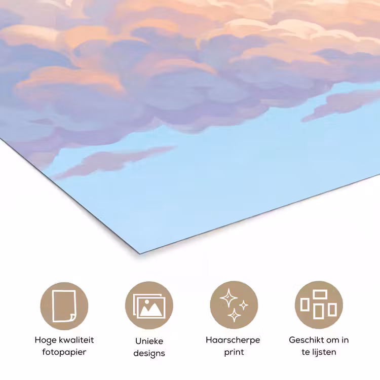 Wolken - Lucht - Natuur - Blauw poster papier klein -closeup_NL