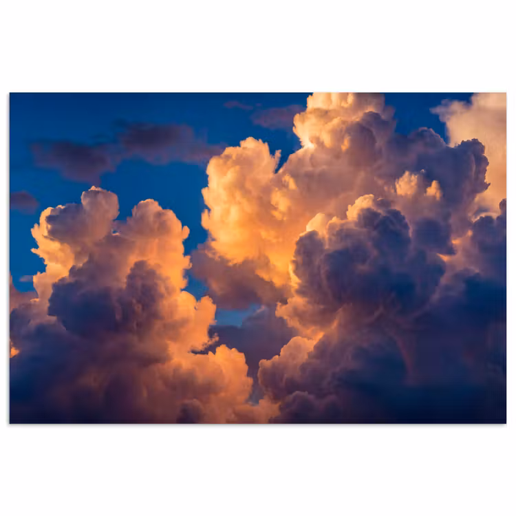 Wolken - Zonsondergang - Natuur - Oranje - Blauw poster papier klein -3d