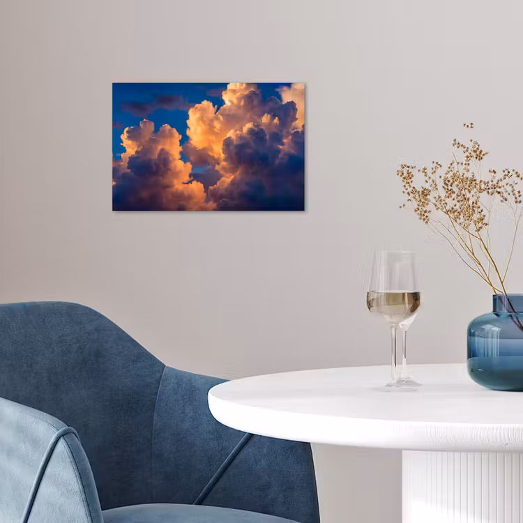 Wolken - Zonsondergang - Natuur - Oranje - Blauw poster papier klein -sfeer3
