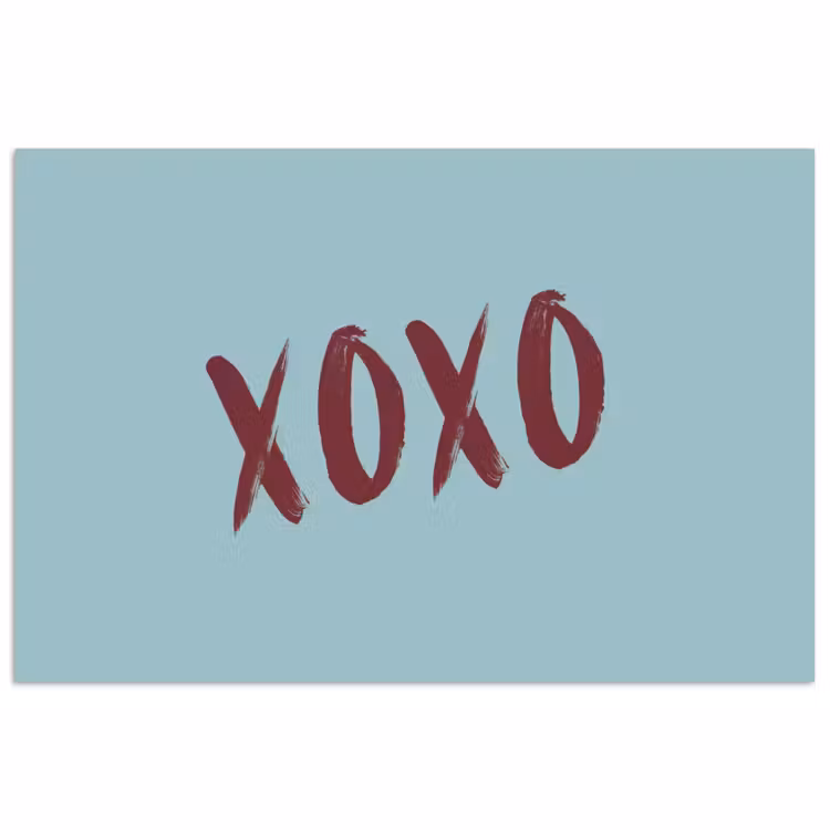 XOXO - Blauw - Rood poster papier klein -3d