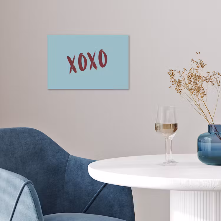 XOXO - Blauw - Rood poster papier klein -sfeer3