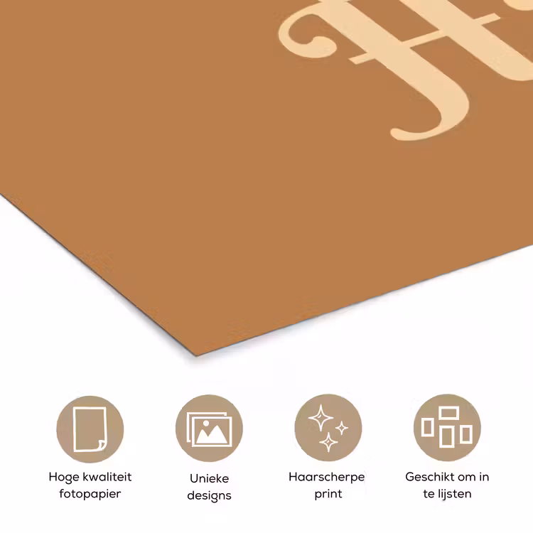 Yee haw - Bruin - Minimalistisch poster papier klein -closeup_NL