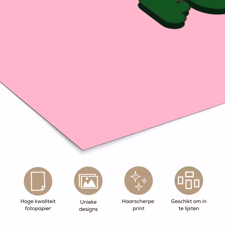 Yes fun - Groen - Roze poster papier klein -closeup_NL