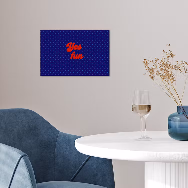 Yes fun - Rood - Blauw - Stippen poster papier klein -sfeer3