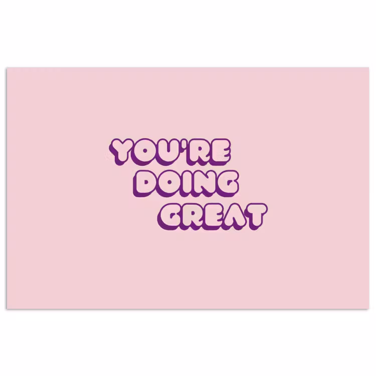 You're doing great - Roze - Bubble letters poster papier klein -3d