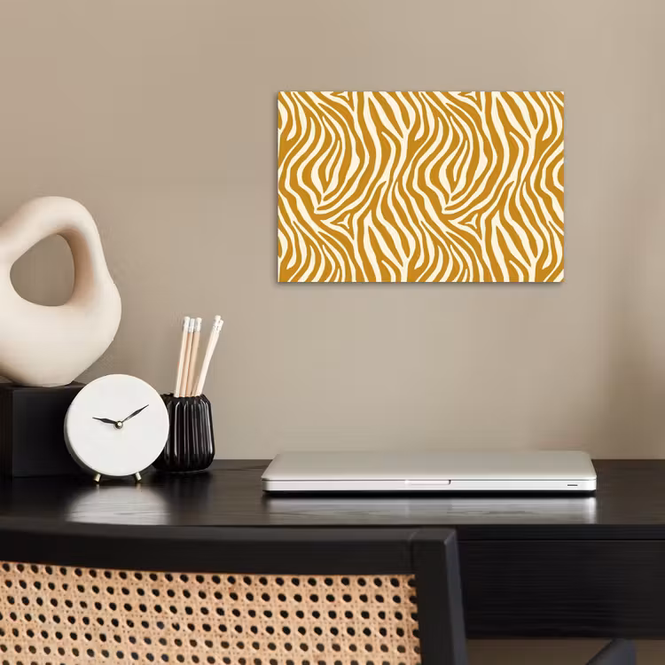 Zebra - Klassiek - Oker - Geel poster papier klein 62 -sfeer1