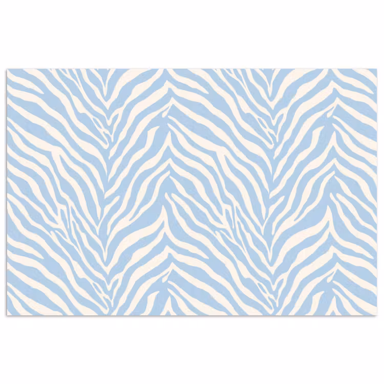 Zebra - Motief - Blauw - Wit poster papier klein 62 -3d